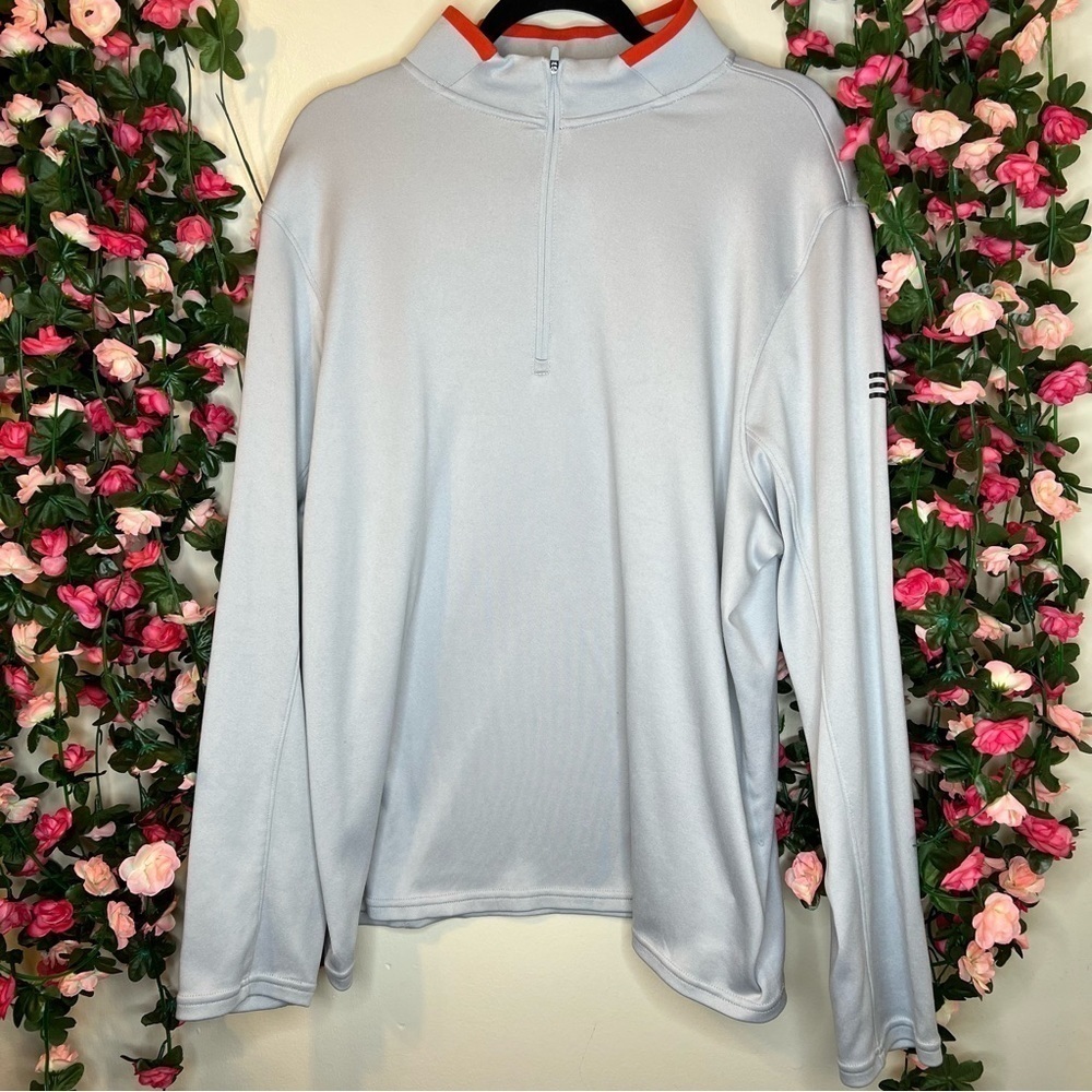 Three Sixty Six 366 Mens 1/4 Zip Pullover Silver Golf Sweatshirt Men's Large